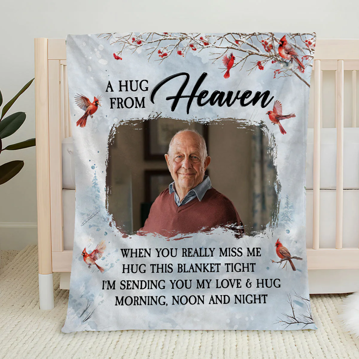 A Hug From Heaven Custom Photo - Personalized Custom Fleece Blanket - Image 2