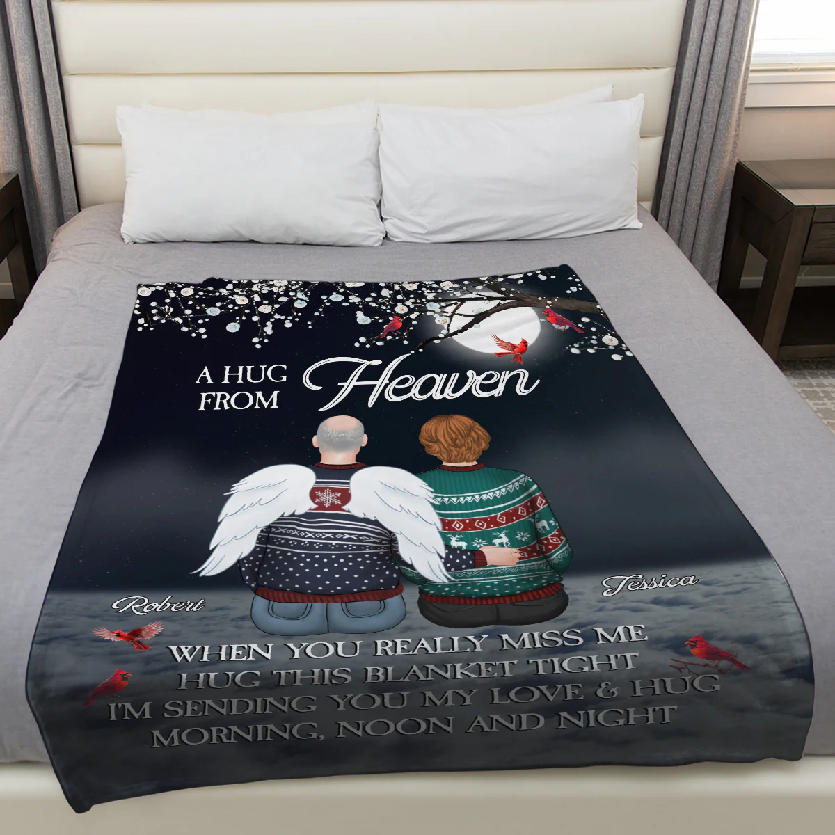 A Hug From Heaven Version 2 - Personalized Custom Fleece Blanket - Image 2