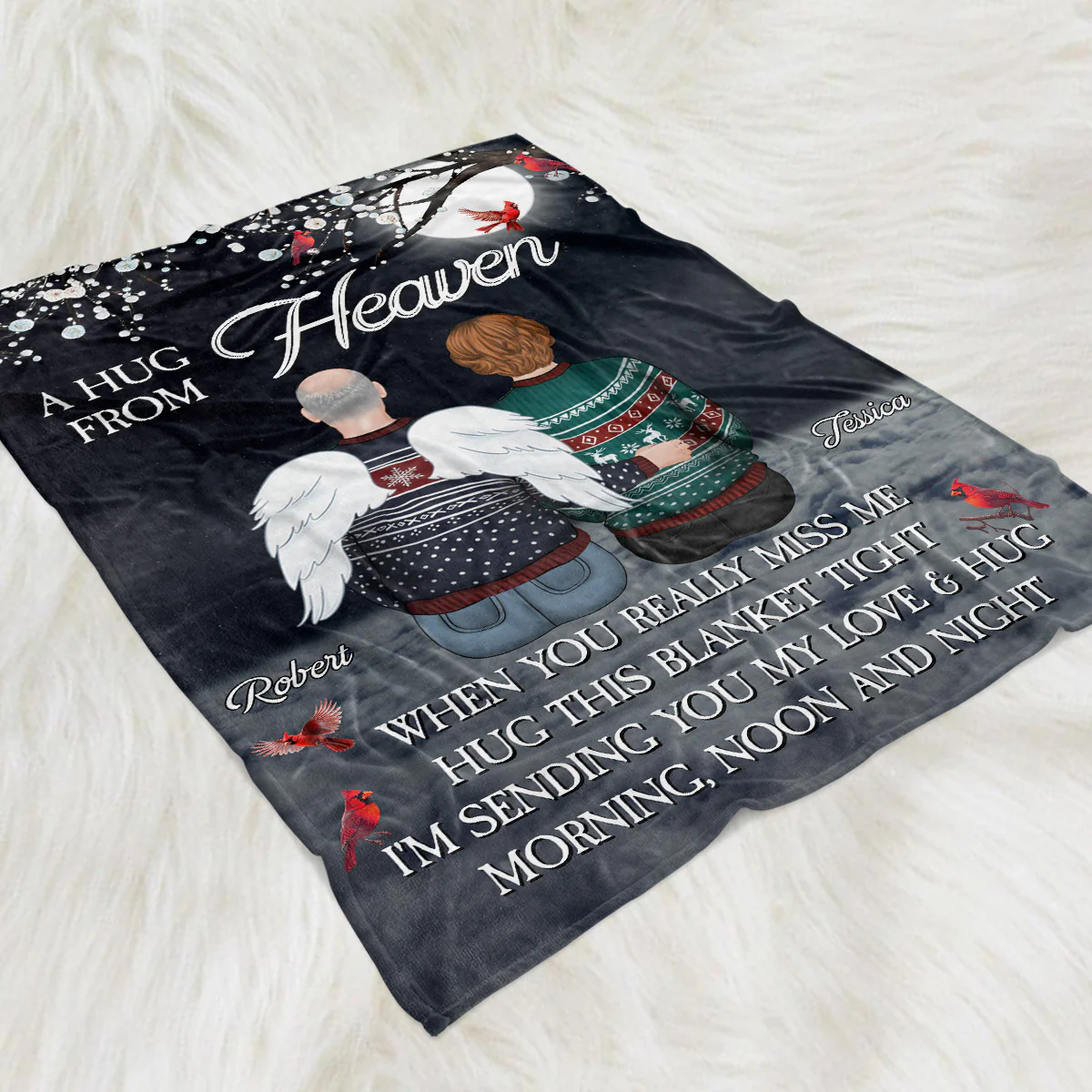 A Hug From Heaven Version 2 - Personalized Custom Fleece Blanket - Image 3