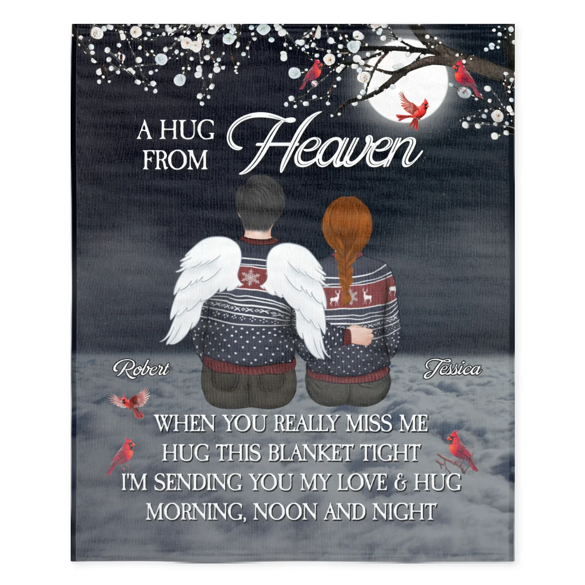 A Hug From Heaven Version 2 - Personalized Custom Fleece Blanket - Image 5