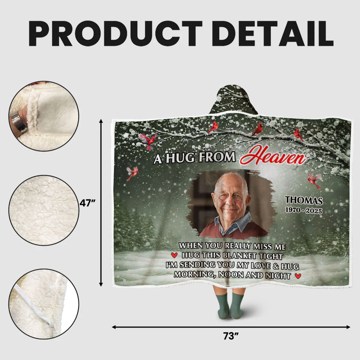 A Hug From Me - Personalized Custom Hooded Blanket - Image 5