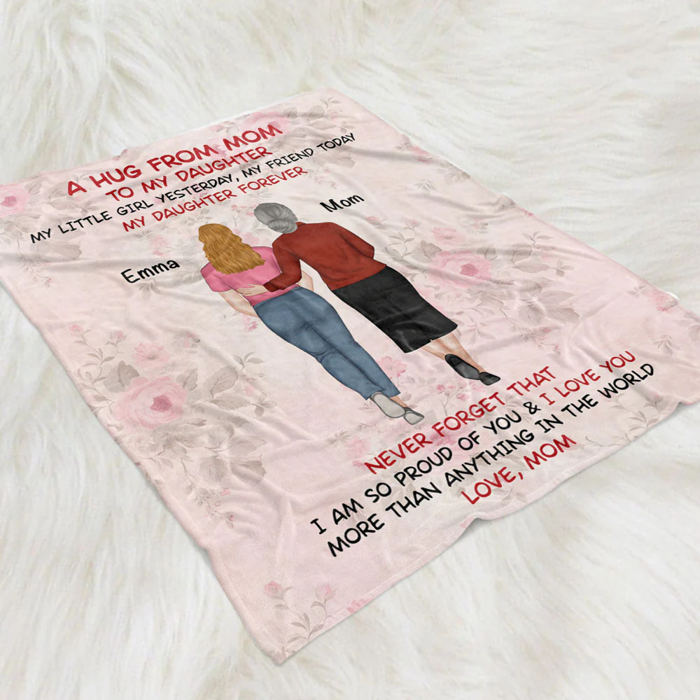 A Hug From Mom - Personalized Custom Fleece Blanket - Image 2