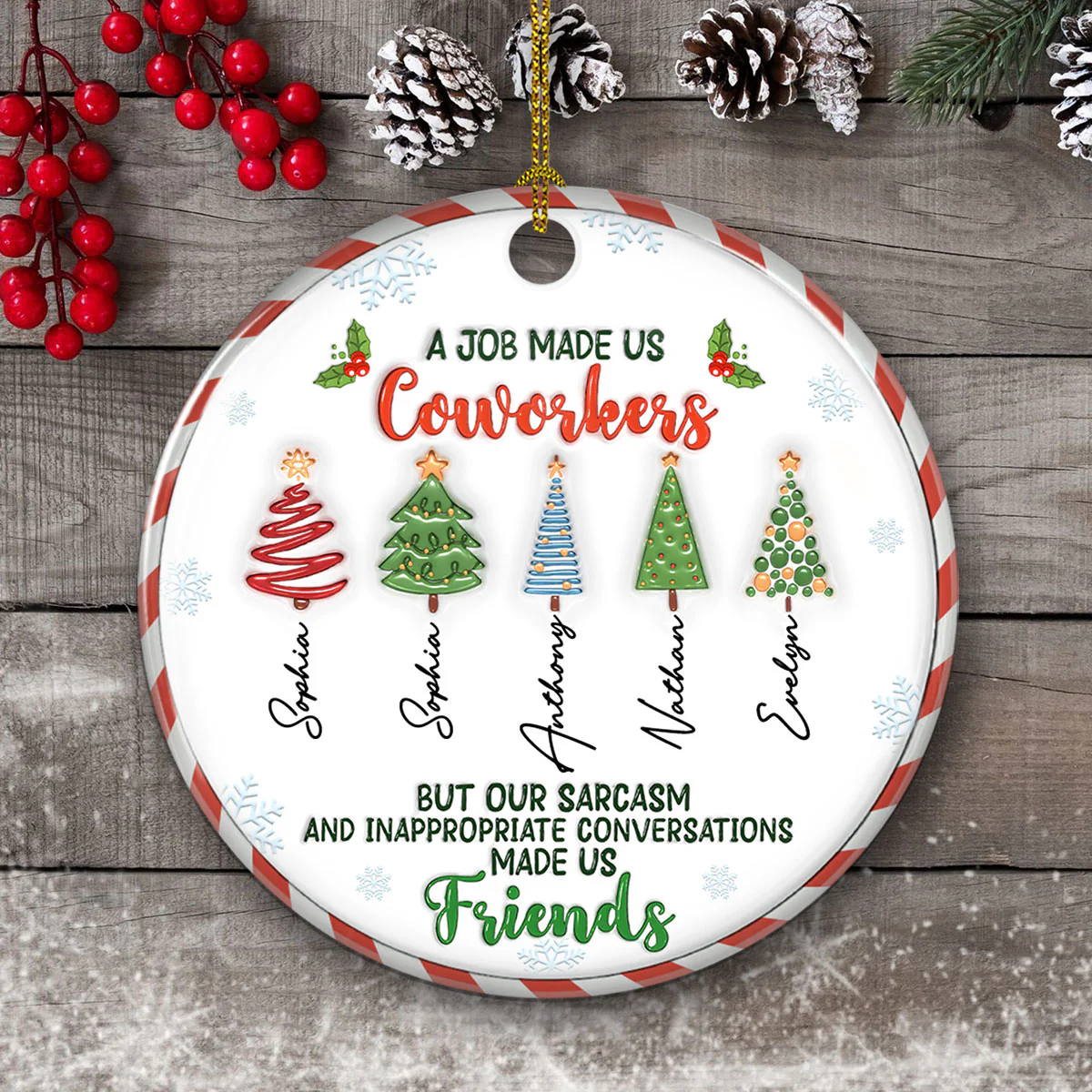 A Job Made Us Coworkers - Personalized Custom 3D Inflated Effect Ceramic Ornament - Image 2