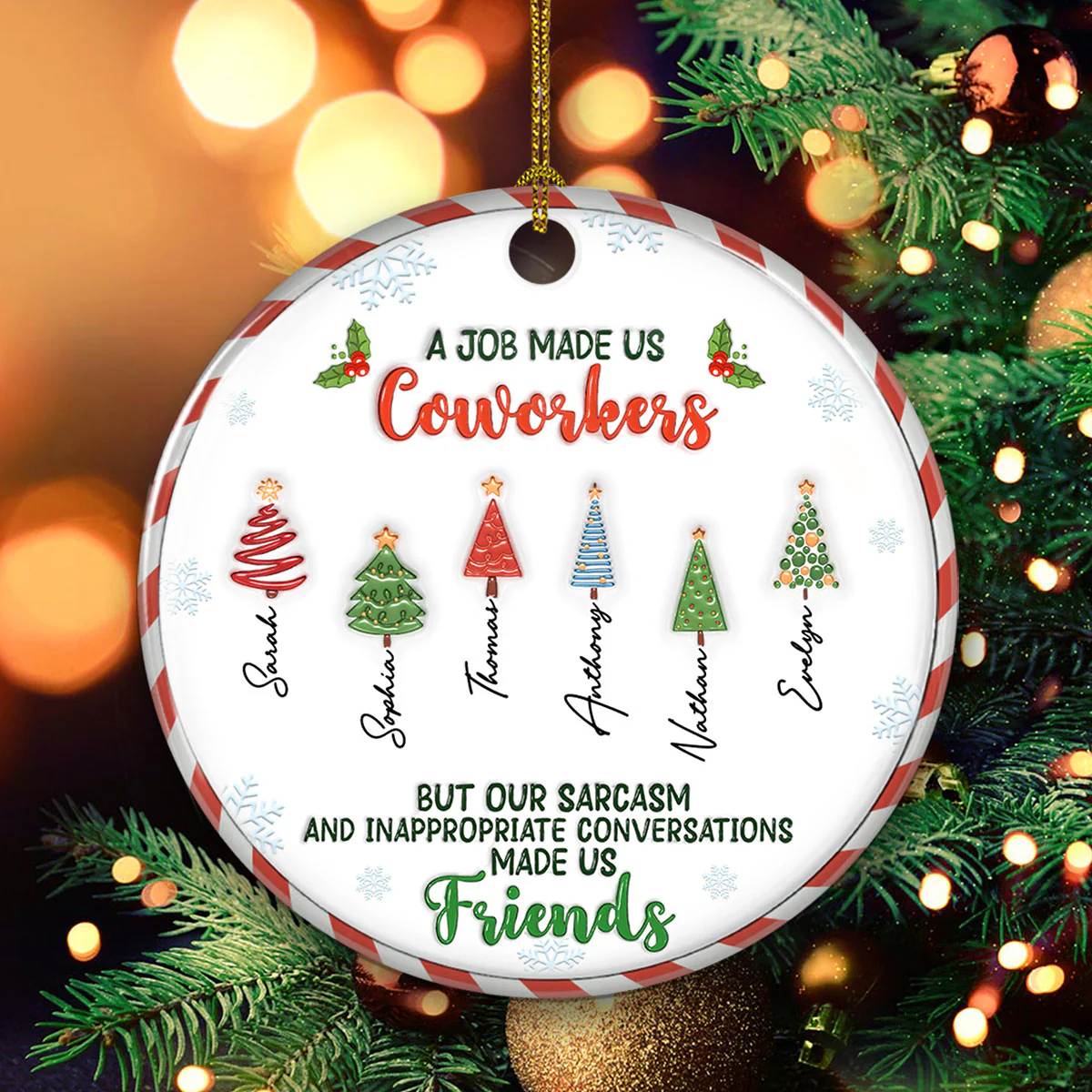 A Job Made Us Coworkers - Personalized Custom 3D Inflated Effect Ceramic Ornament - Image 3