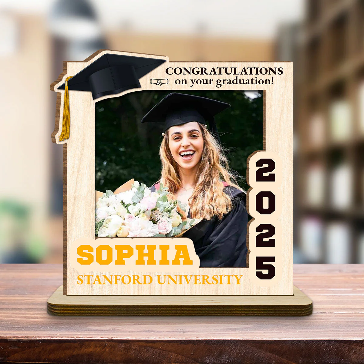 A Journey Completed - Personalized Custom 2-Layer Wood Plaque With Flat Base - Image 2