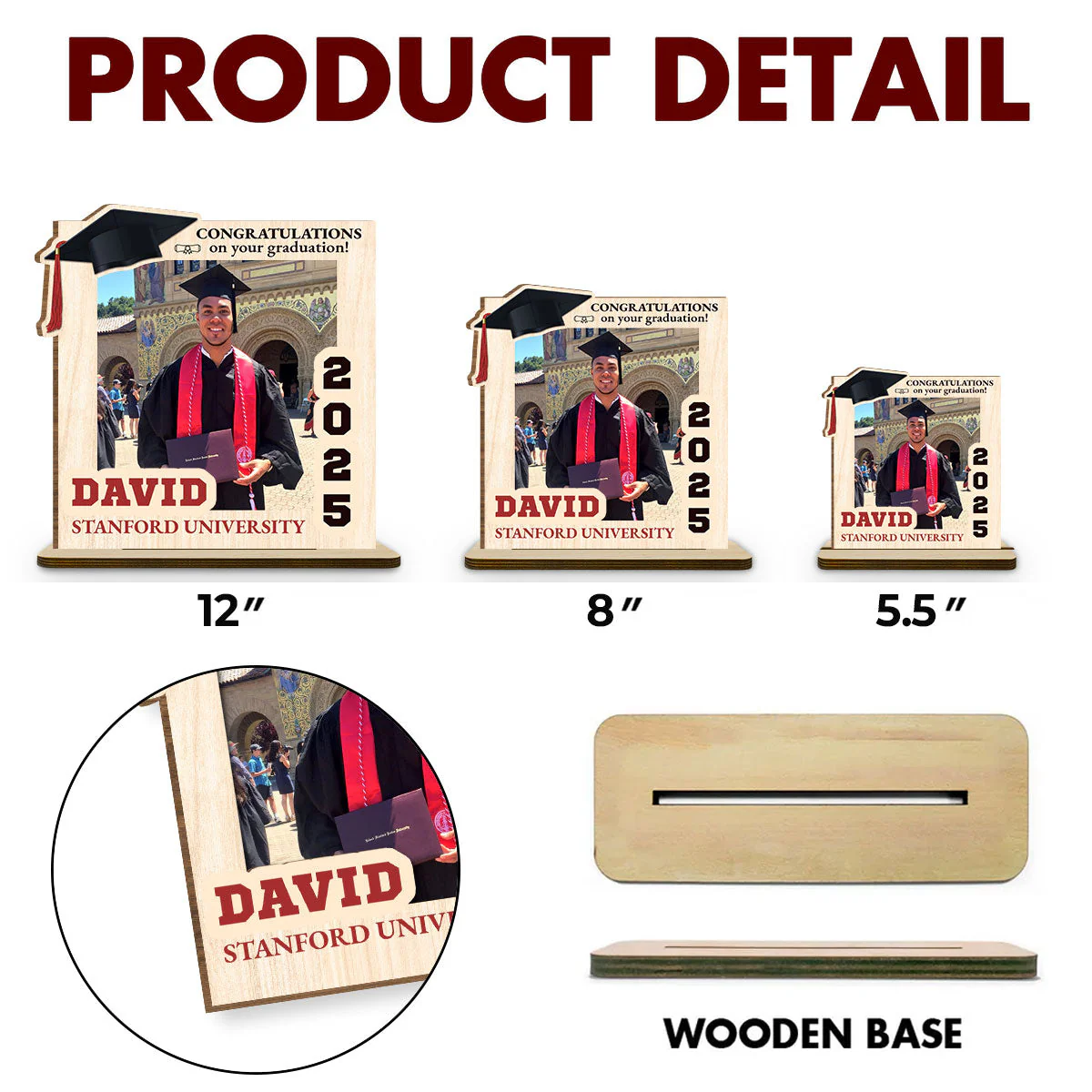 A Journey Completed - Personalized Custom 2-Layer Wood Plaque With Flat Base - Image 4