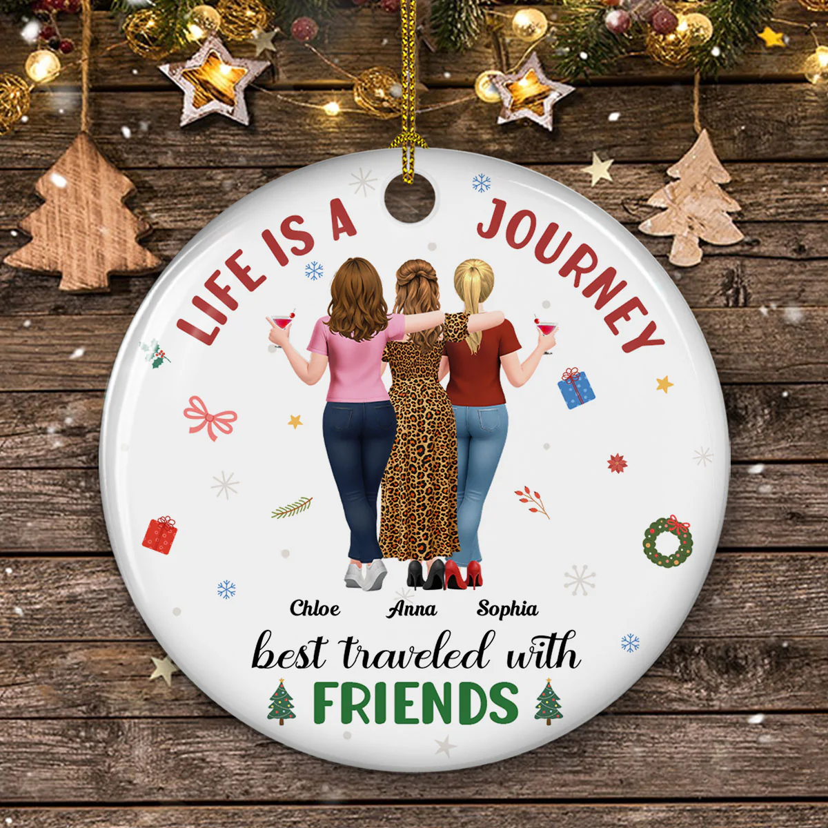 A Journey With Who I Love - Personalized Custom Ceramic Ornament - Image 3