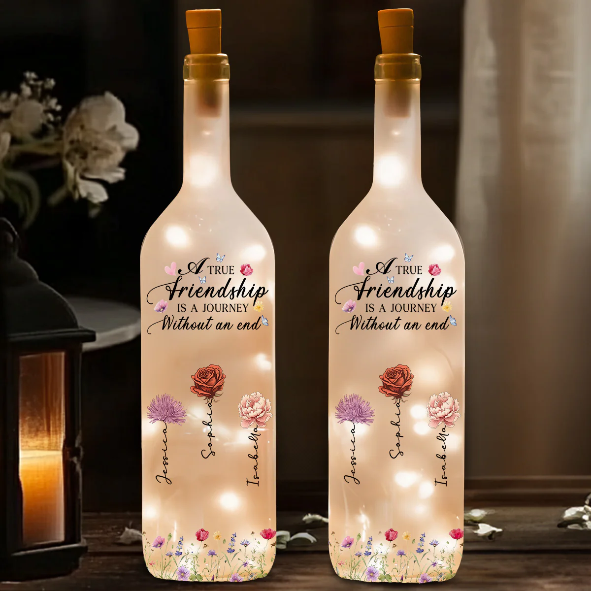 A Journey Without An End Birth Flower - Personalized Custom Bottle Lamp - Image 3
