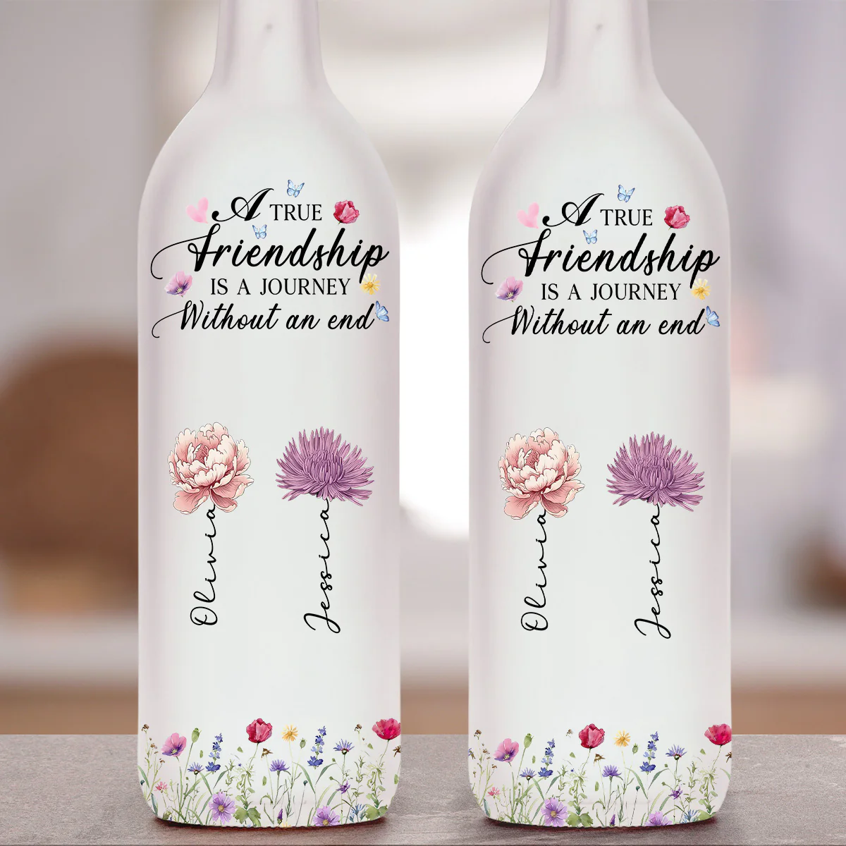 A Journey Without An End Birth Flower - Personalized Custom Bottle Lamp - Image 4