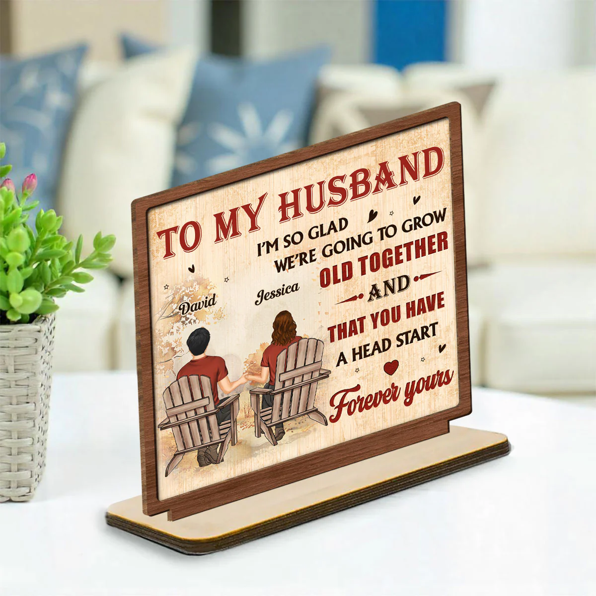 A Lifetime With You - Personalized Custom 2-Layer Wood Plaque With Flat Base - Image 3
