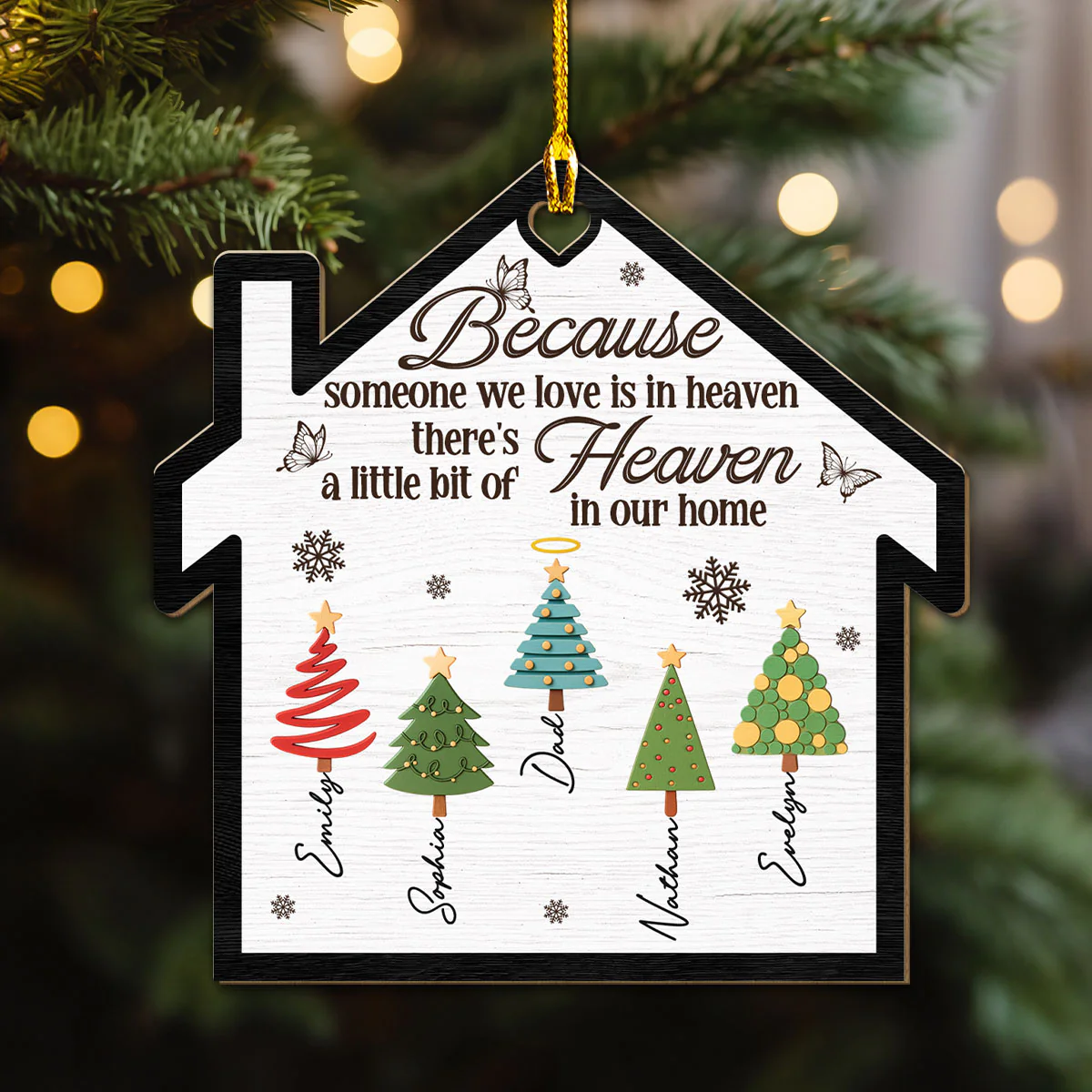 A Little Bit Of Heaven In Our Family Home - Personalized Custom Wood Ornament