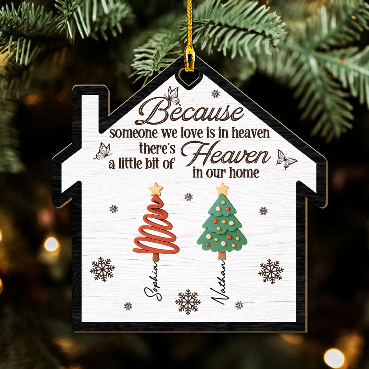 A Little Bit Of Heaven In Our Family Home - Personalized Custom Wood Ornament - Image 2