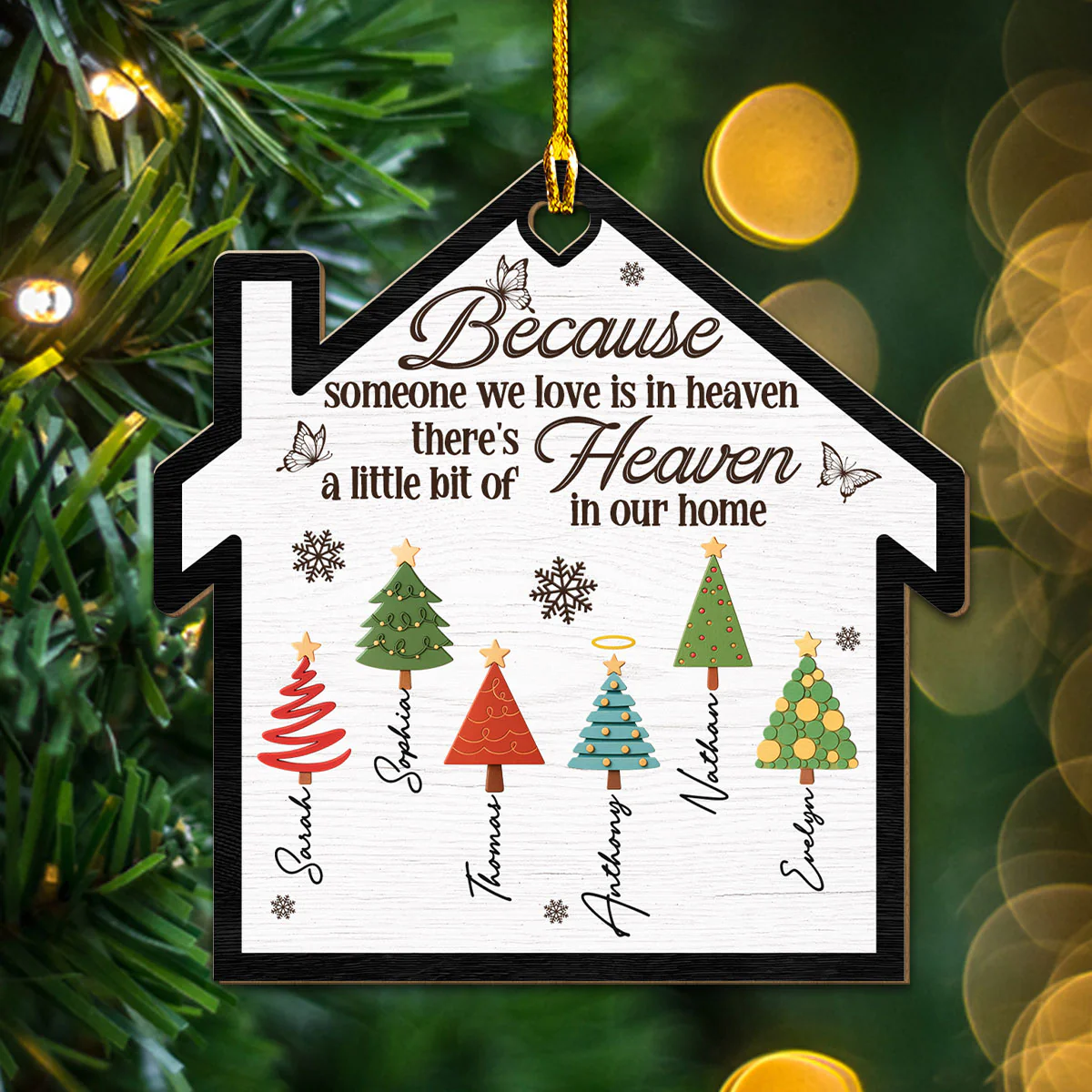 A Little Bit Of Heaven In Our Family Home - Personalized Custom Wood Ornament - Image 3