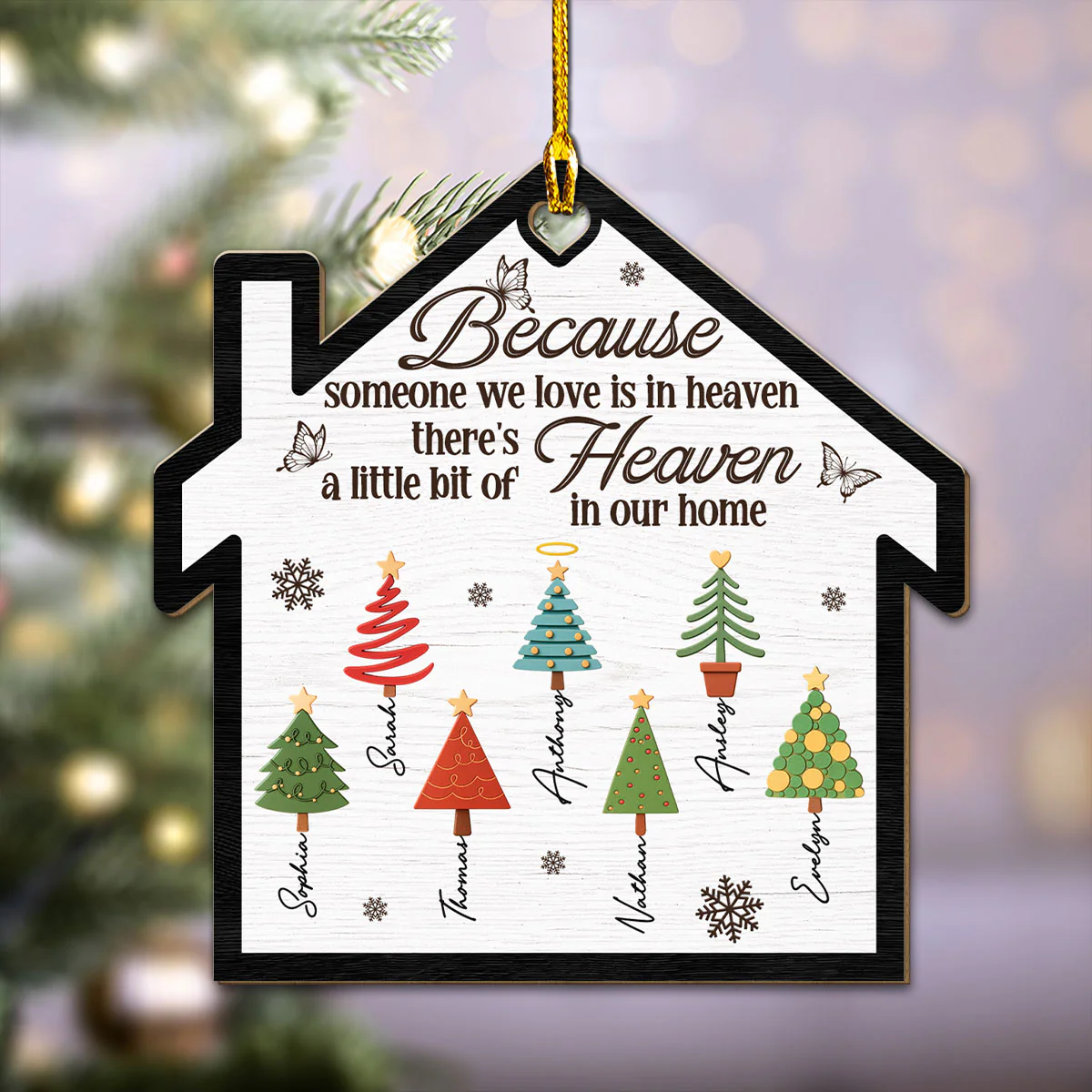 A Little Bit Of Heaven In Our Family Home - Personalized Custom Wood Ornament - Image 4