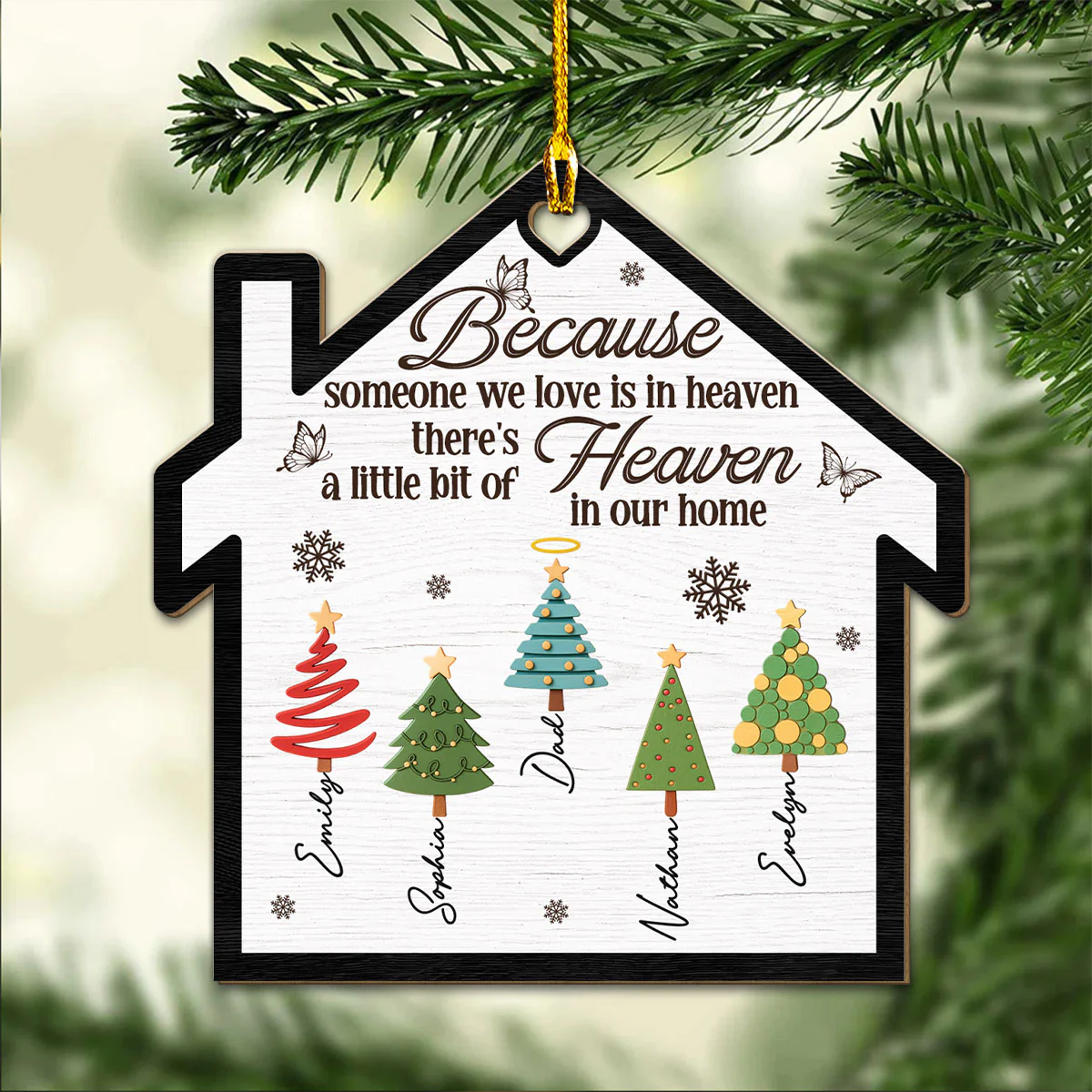 A Little Bit Of Heaven In Our Family Home - Personalized Custom Wood Ornament - Image 5