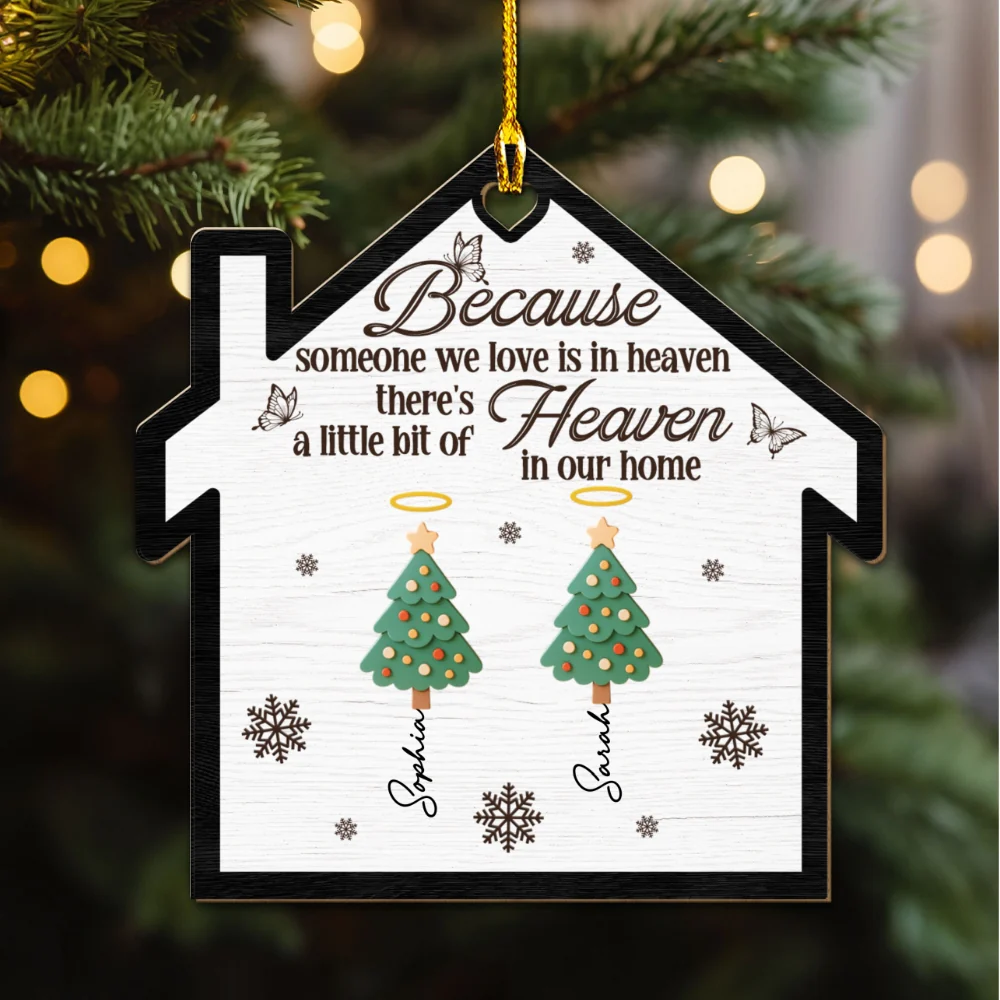 A Little Bit Of Heaven In Our Family Home - Personalized Custom Wood Ornament - Image 6