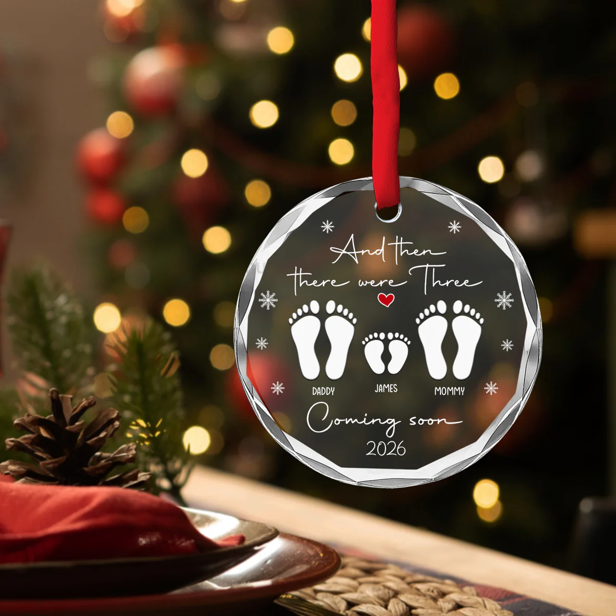 A Little One On Way - Personalized Custom Glass Ornament - Image 4