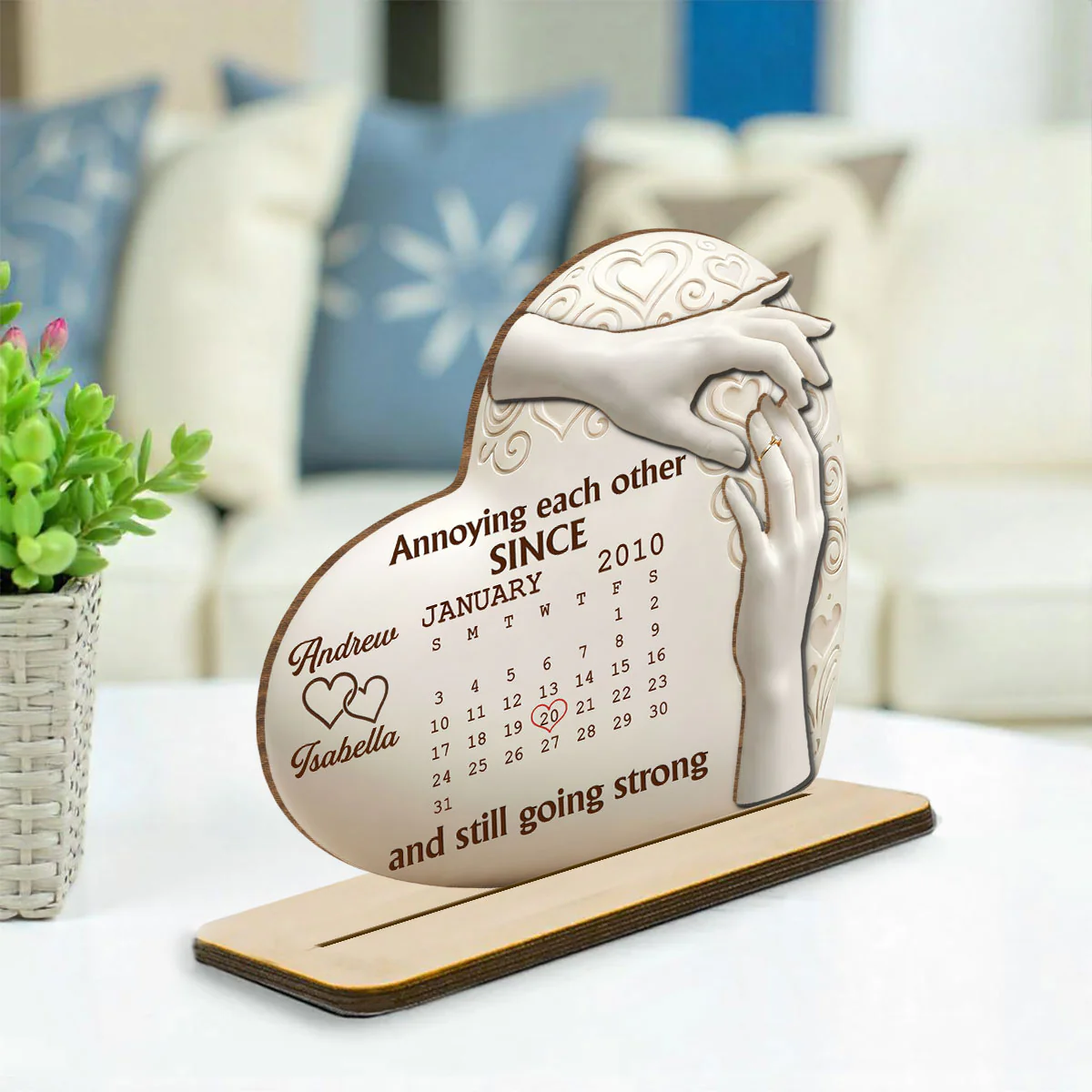 A Love To Remember - Personalized Custom 2-Layer Wood Plaque With Flat Base - Image 2