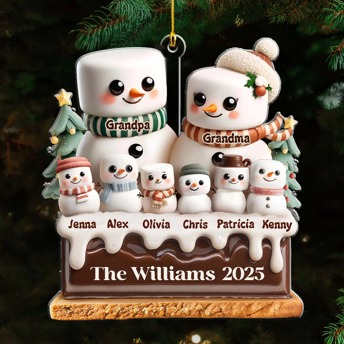A Marshmallow Family Christmas - Personalized Custom Acrylic Ornament