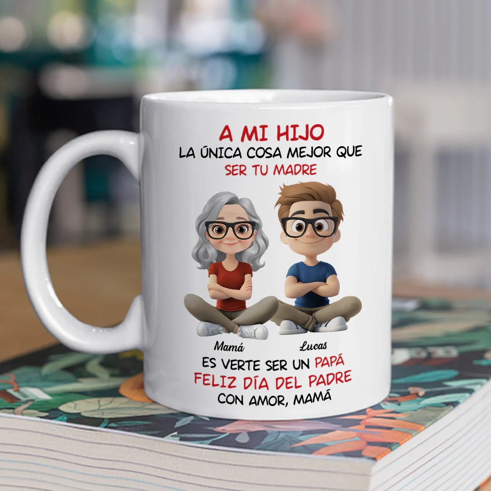 A Mi Hijo Cartoonizado - Taza Personalizada de Café - Image 2