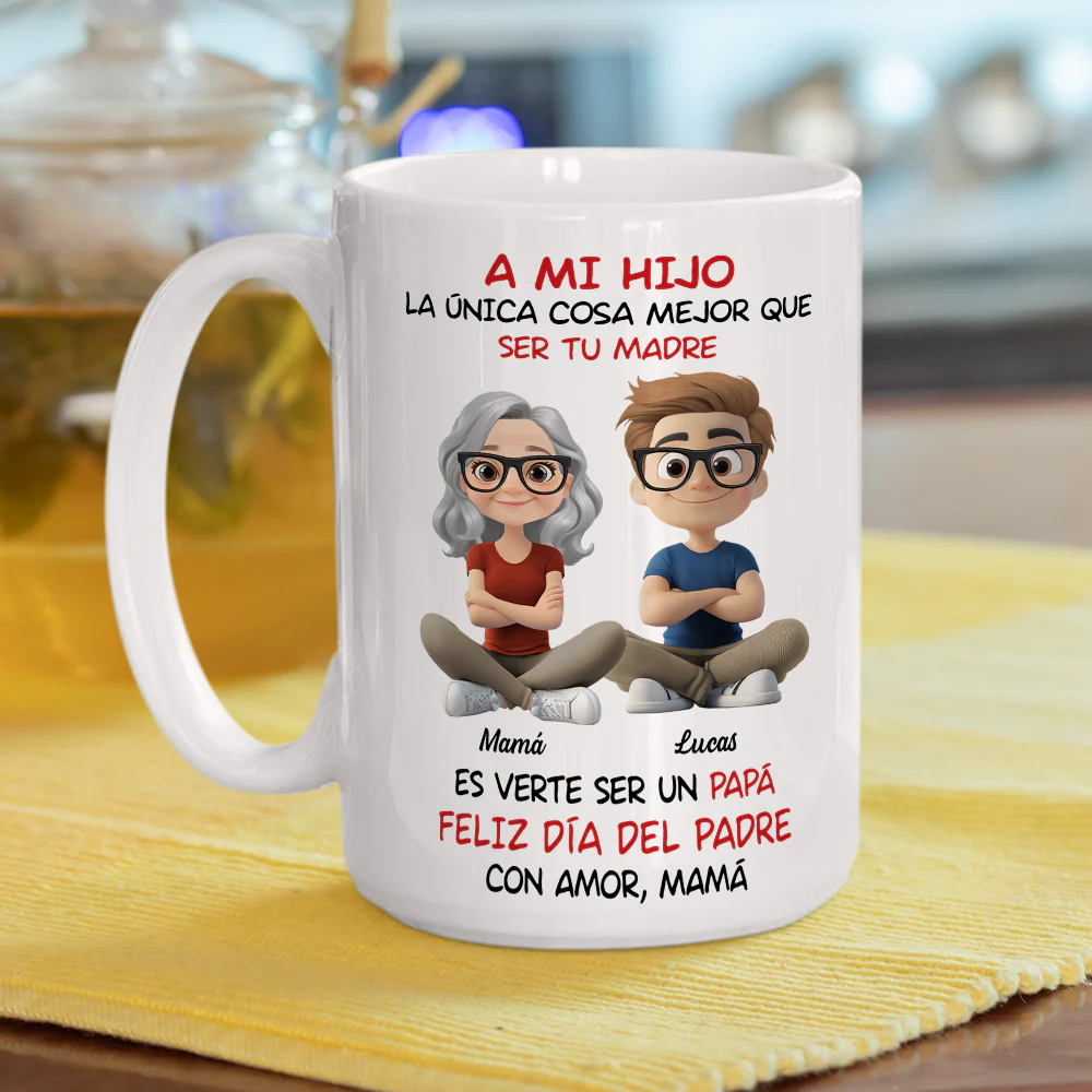 A Mi Hijo Cartoonizado - Taza Personalizada de Café - Image 3