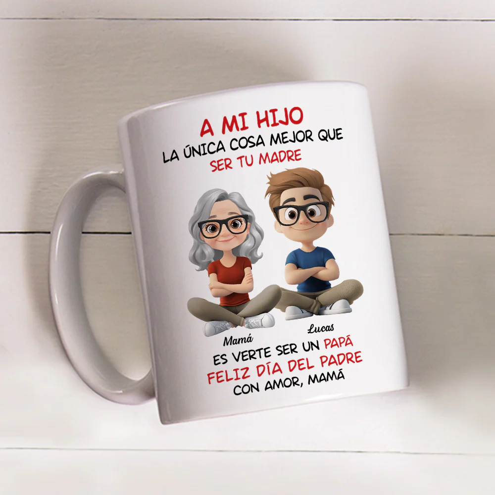 A Mi Hijo Cartoonizado - Taza Personalizada de Café - Image 5