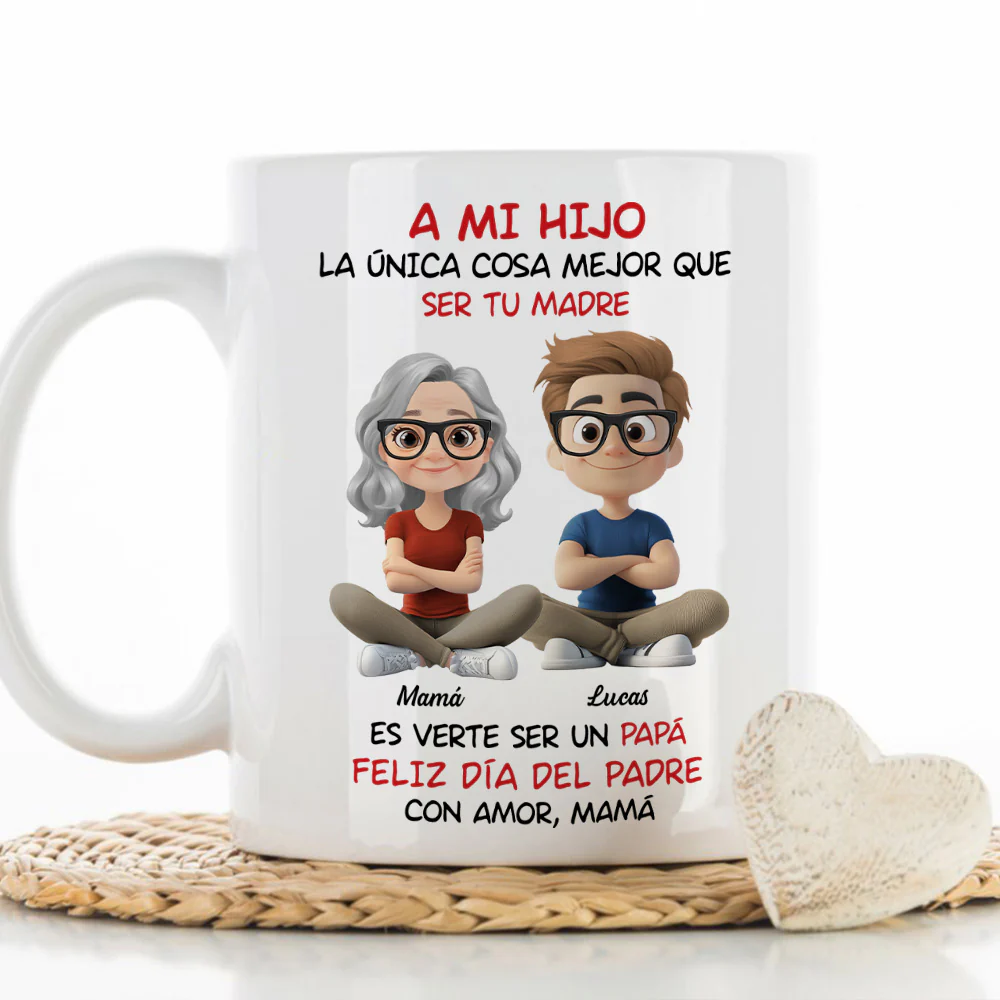 A Mi Hijo Cartoonizado - Taza Personalizada de Café - Image 7