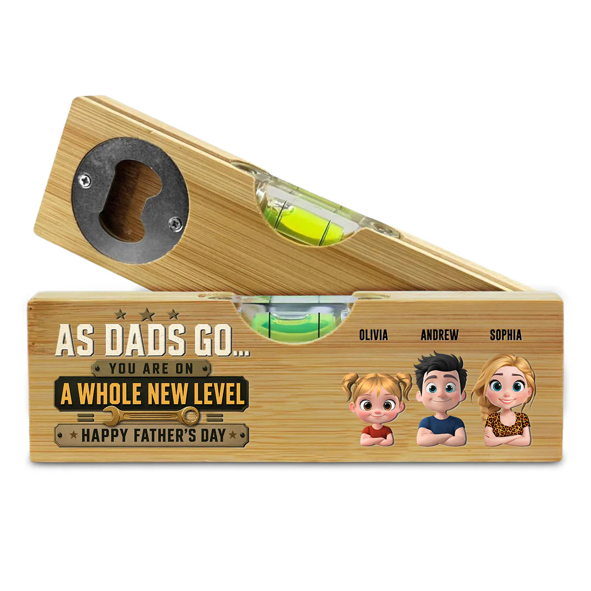 A New Level - Personalized Custom Wooden Spirit Level Bottle Opener - Image 2