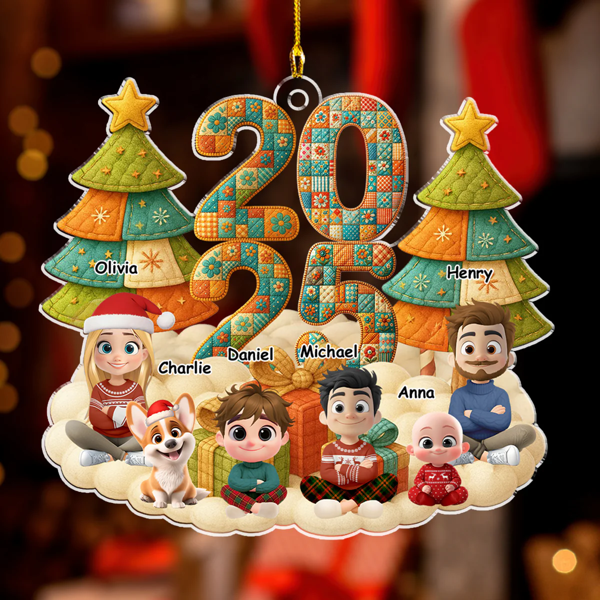 A Patchwork Family - Personalized Custom Acrylic Ornament  - Image 4
