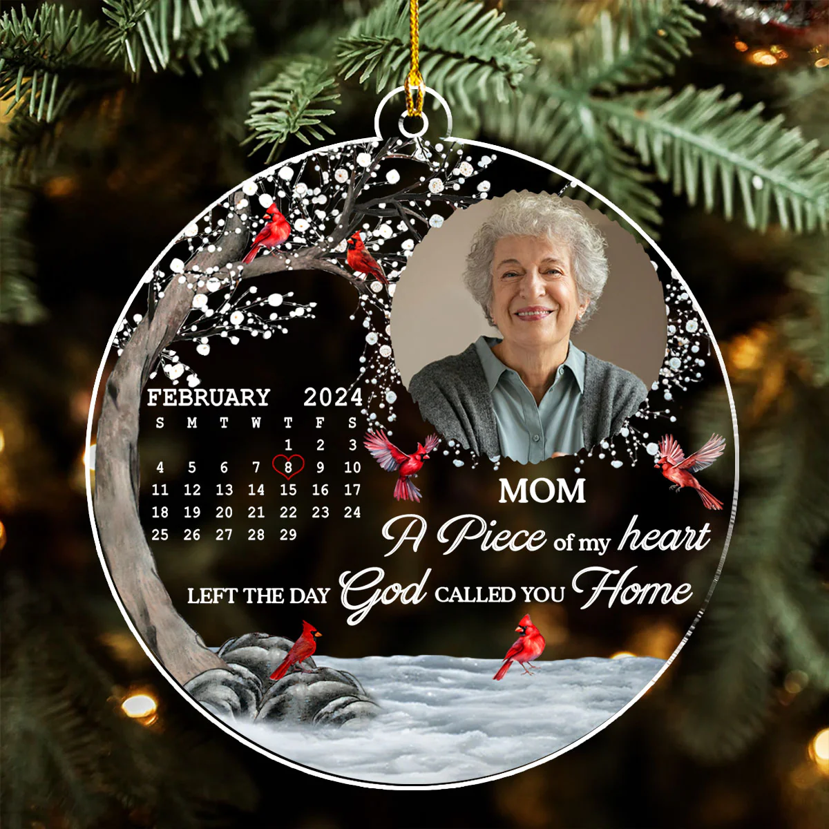 A Piece Of My Heart Left - Personalized Custom Acrylic Ornament - Image 3