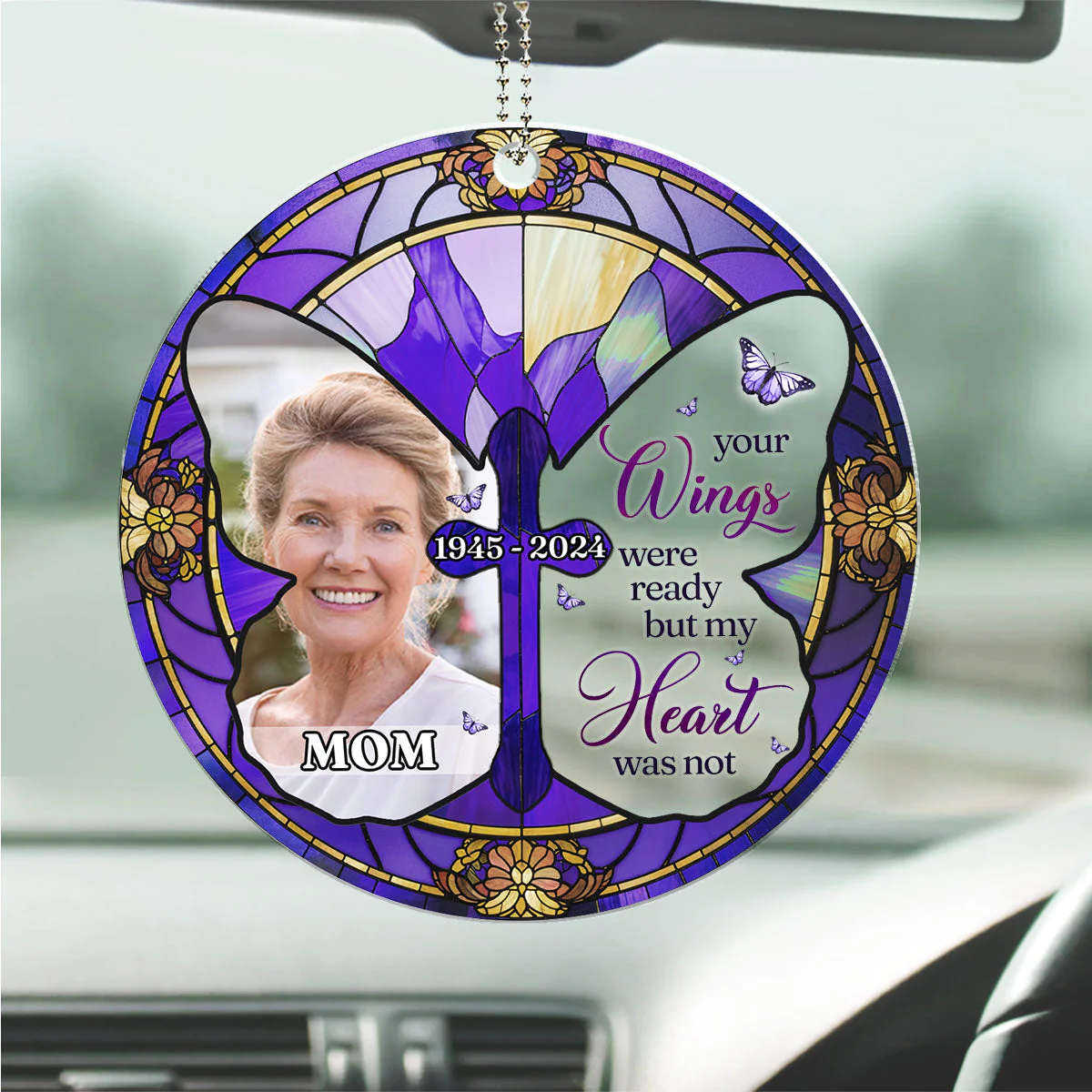 A Piece Of My Heart Lives In Heaven - Personalized Custom Car Ornament - Image 3