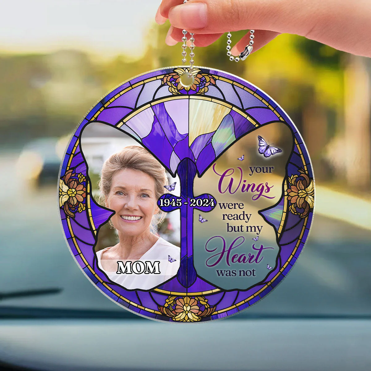 A Piece Of My Heart Lives In Heaven - Personalized Custom Car Ornament - Image 4