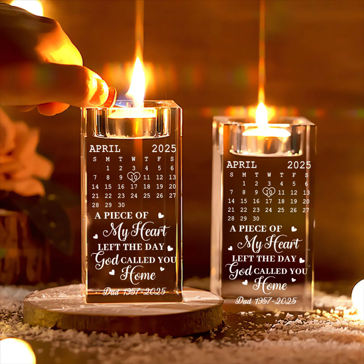 A Piece Of My Heart - Personalized Custom Engraved Crystal Candle Holder - Image 5