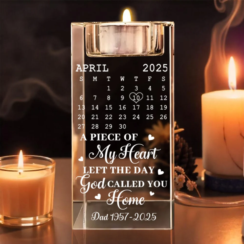 A Piece Of My Heart - Personalized Custom Engraved Crystal Candle Holder - Image 6