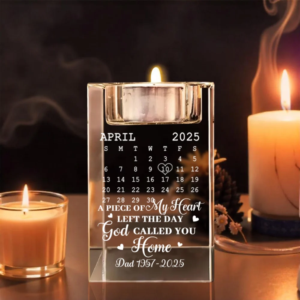 A Piece Of My Heart - Personalized Custom Engraved Crystal Candle Holder - Image 7