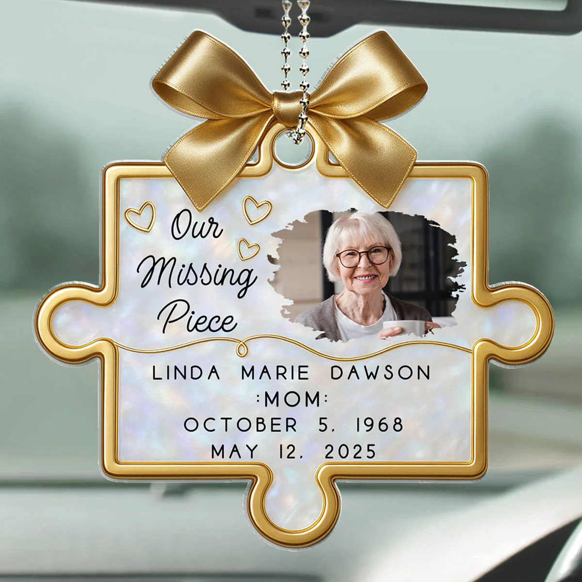 A Piece Of Our Hearts Lives With You - Personalized Custom Car Ornament