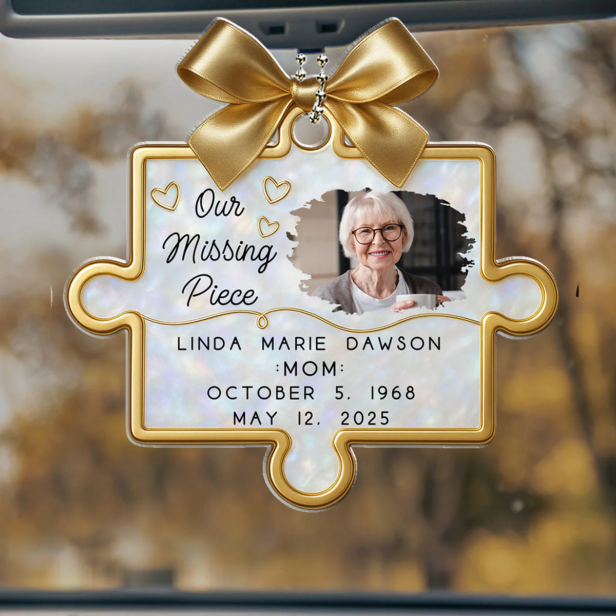 A Piece Of Our Hearts Lives With You - Personalized Custom Car Ornament - Image 2