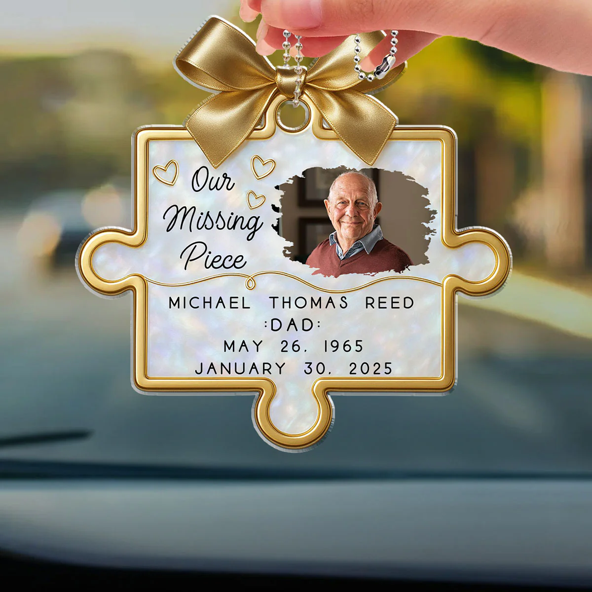 A Piece Of Our Hearts Lives With You - Personalized Custom Car Ornament - Image 3