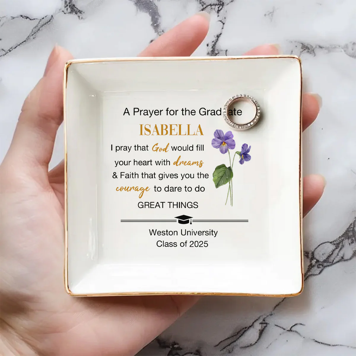 A Prayer For The Graduate - Personalized Custom Jewelry Dish - Image 2