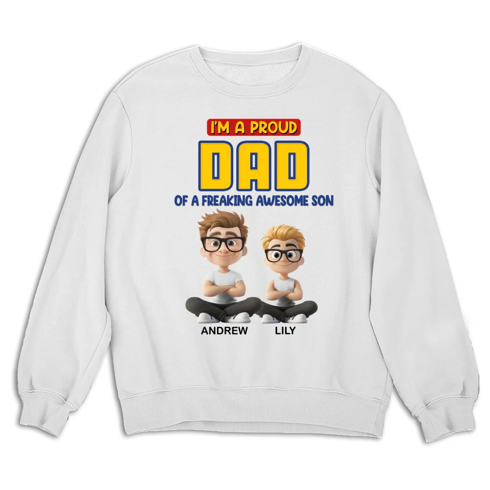 A Proud Dad of A Freaking Awesome Child - Personalized Custom Shirt - Image 13