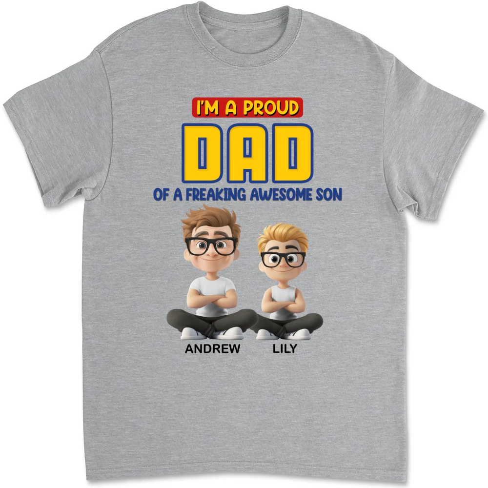 A Proud Dad of A Freaking Awesome Child - Personalized Custom Shirt - Image 7