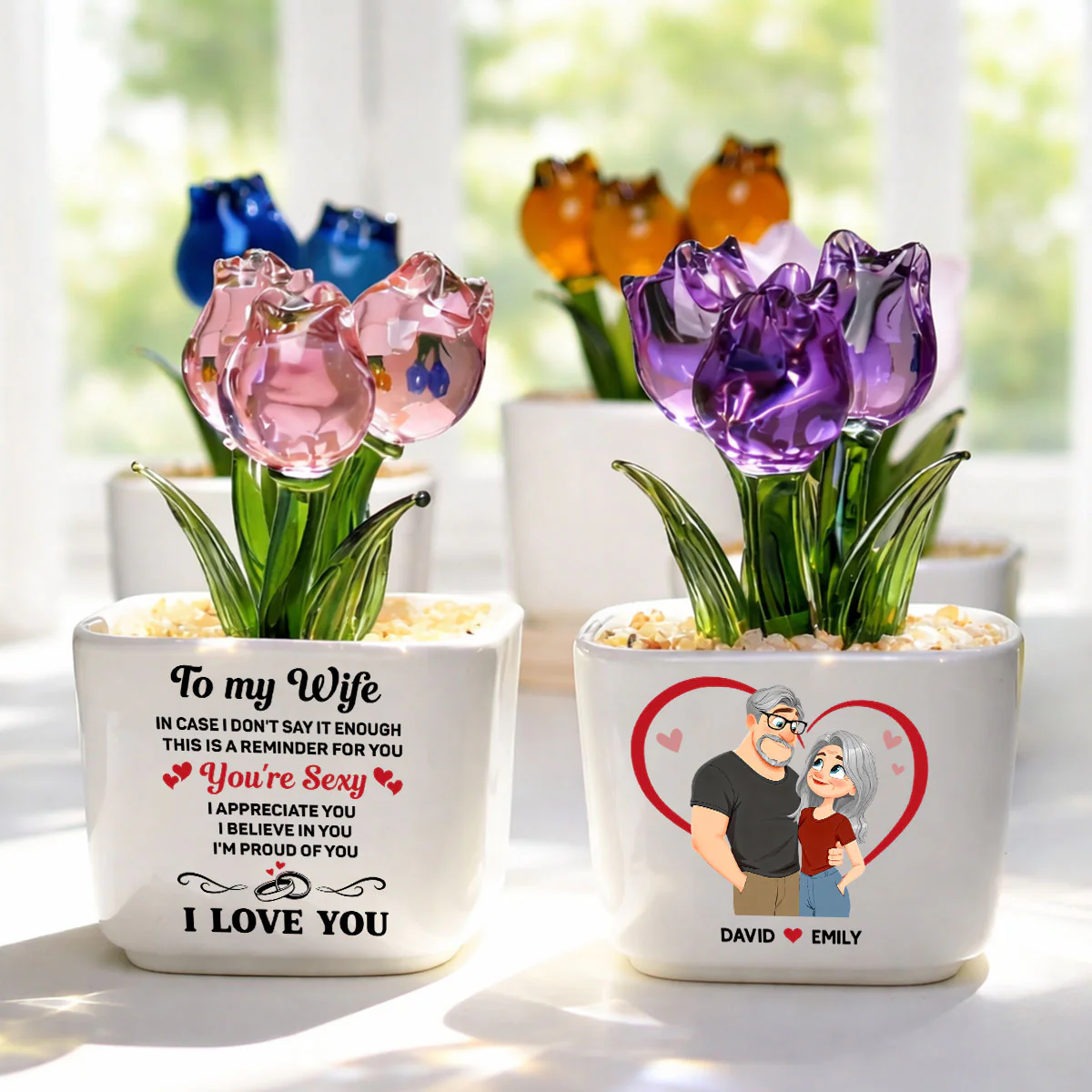 A Reminder Of My Love - Personalized Custom Glass Everlasting Tulips - Image 2