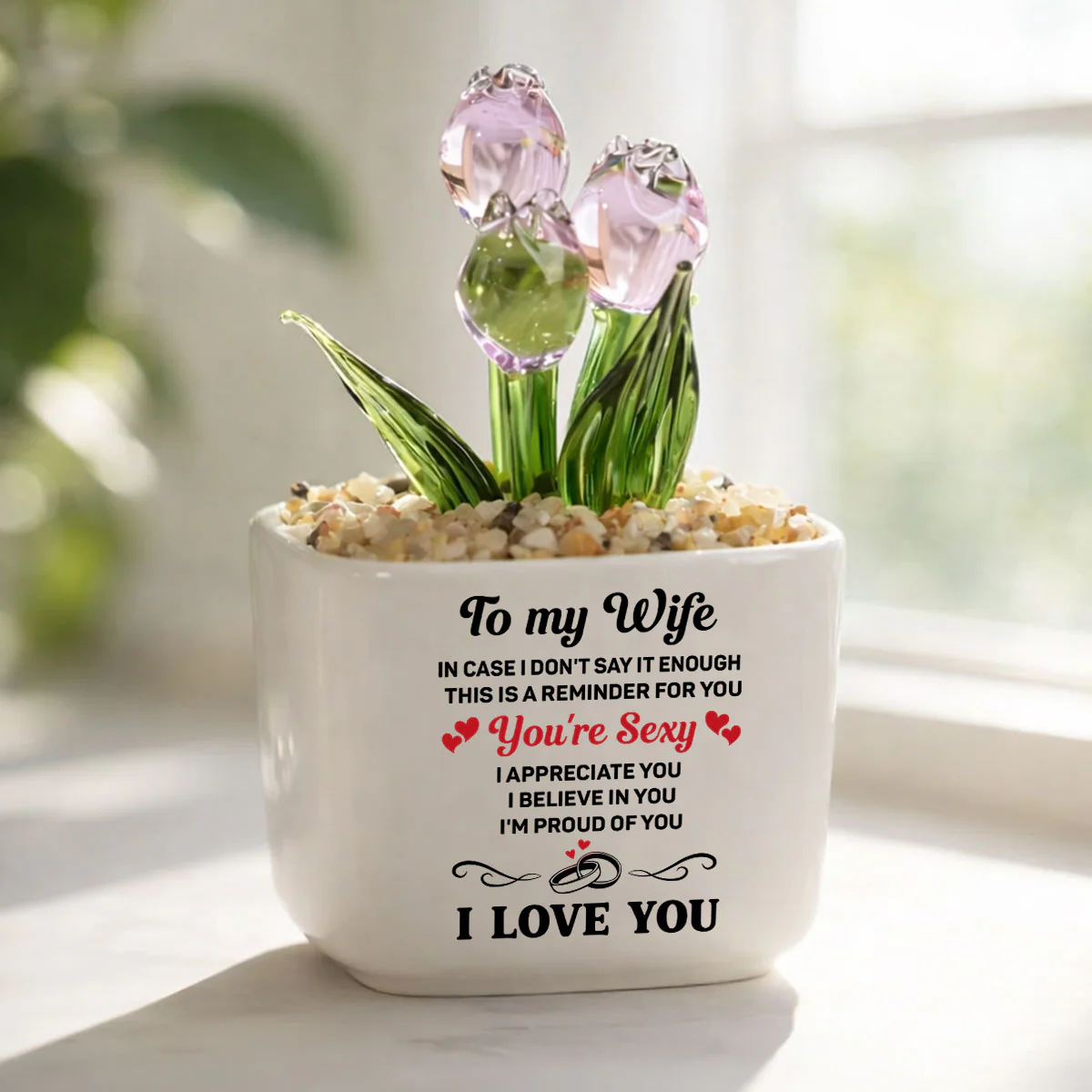 A Reminder Of My Love - Personalized Custom Glass Everlasting Tulips - Image 3