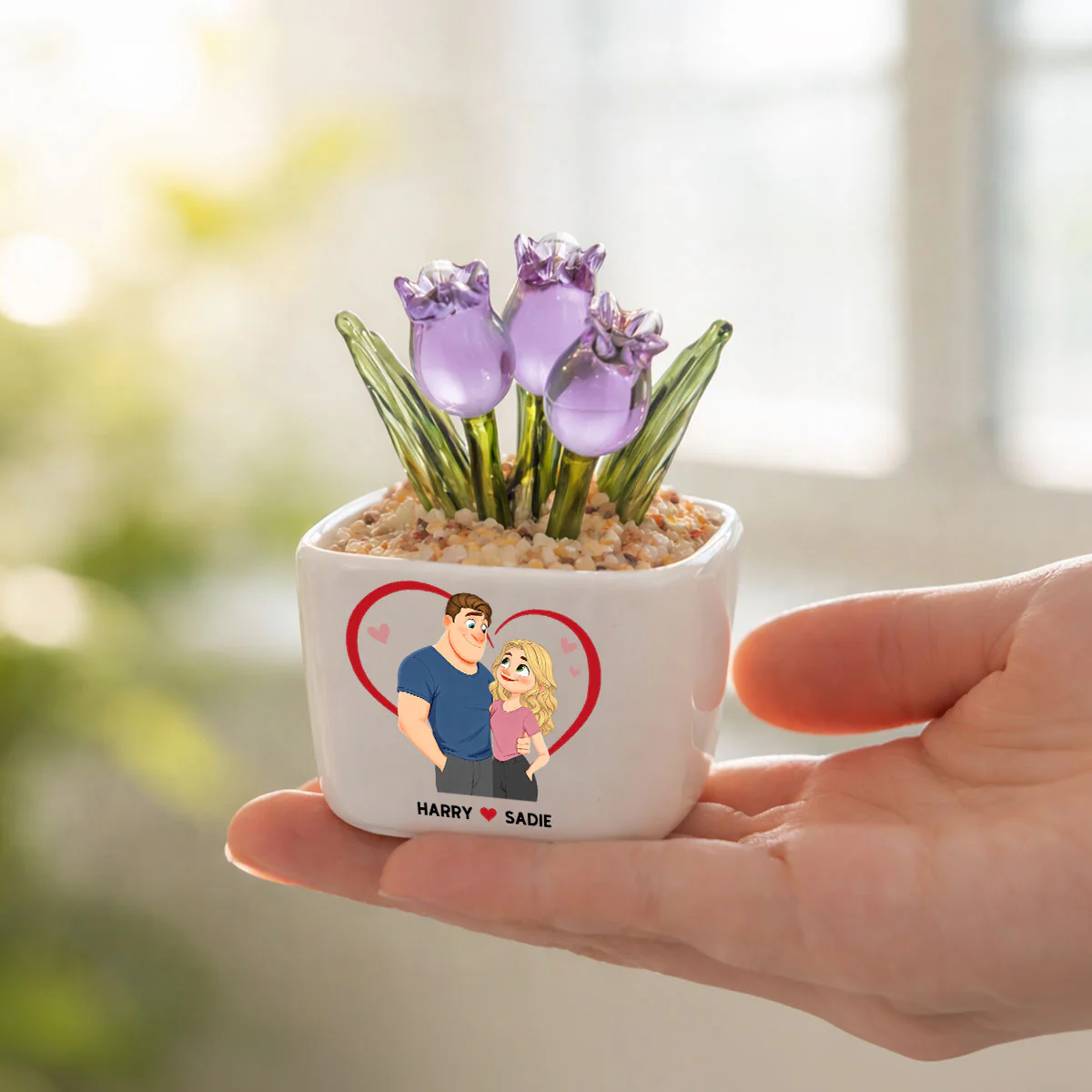 A Reminder Of My Love - Personalized Custom Glass Everlasting Tulips - Image 4