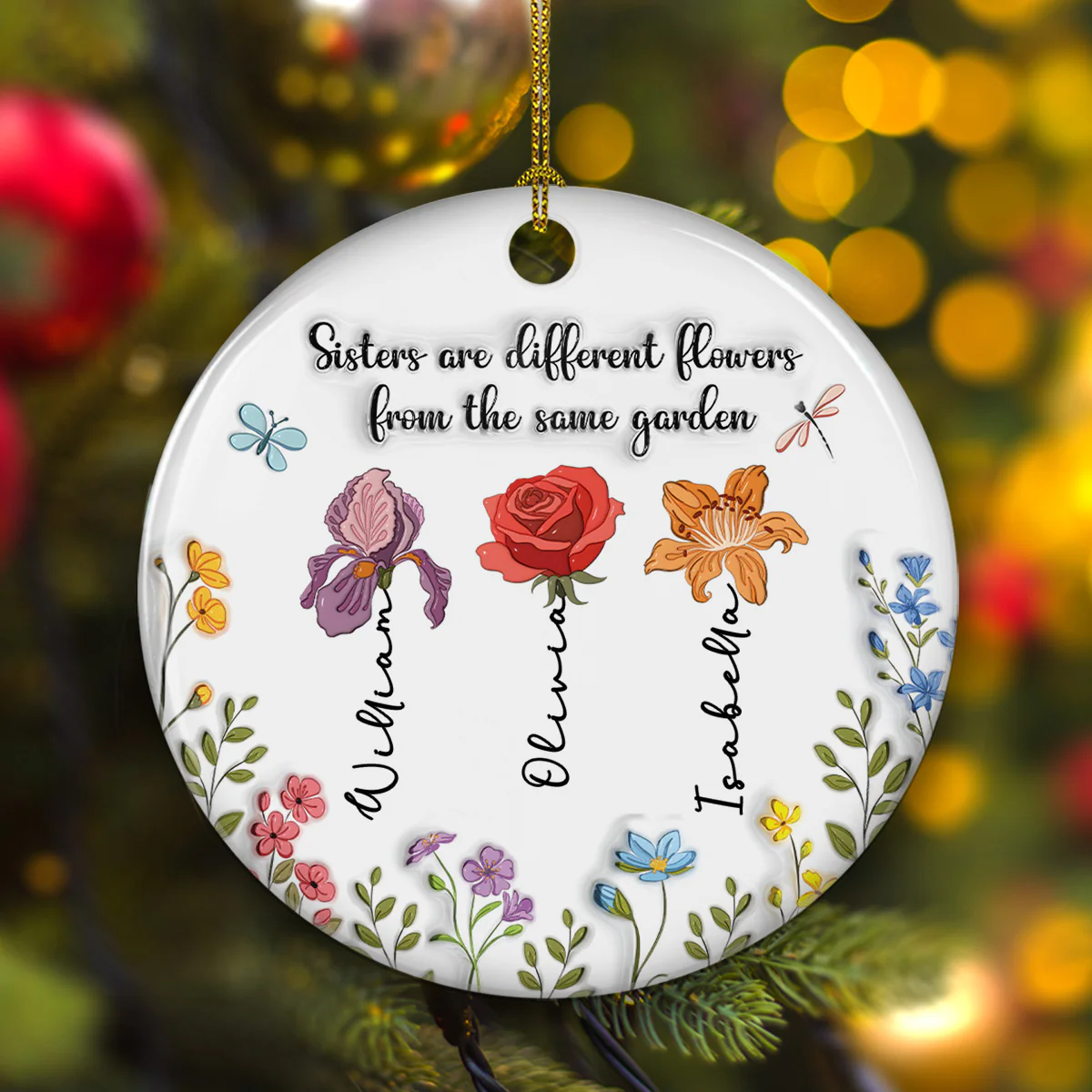 A Sister Is A Blossom In The Garden Of Life - Personalized Custom 3D Inflated Effect Ceramic Ornament - Image 3