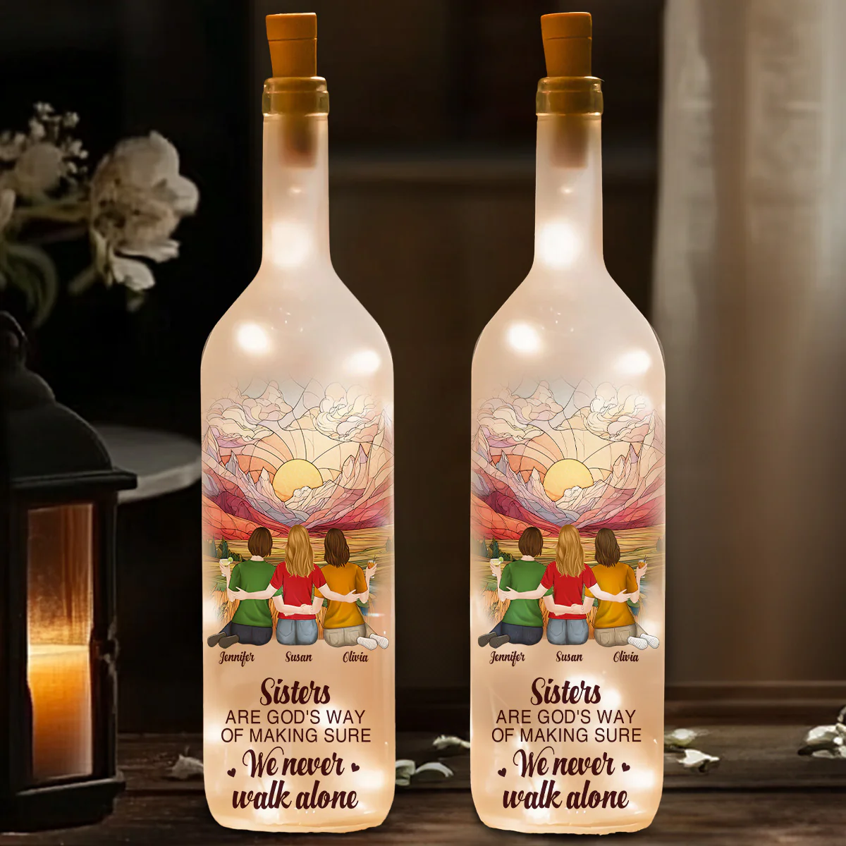 A Sister Is God Way - Personalized Custom Bottle Lamp - Image 3