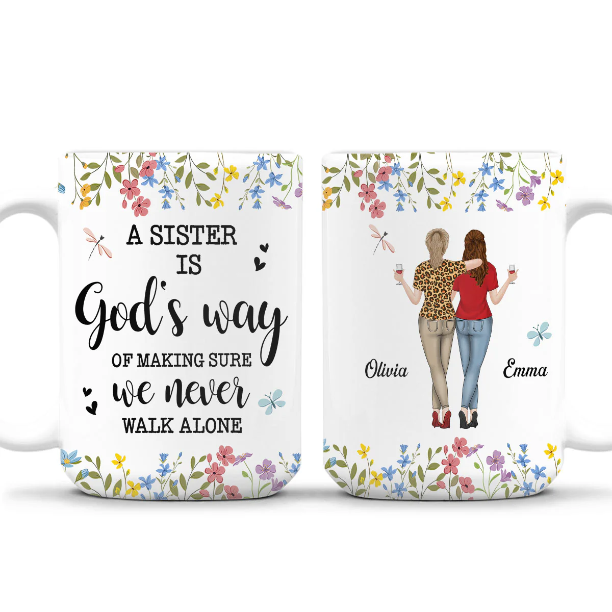 A Sister Is Gods Way - Personalized Custom Coffee Mug - Image 5