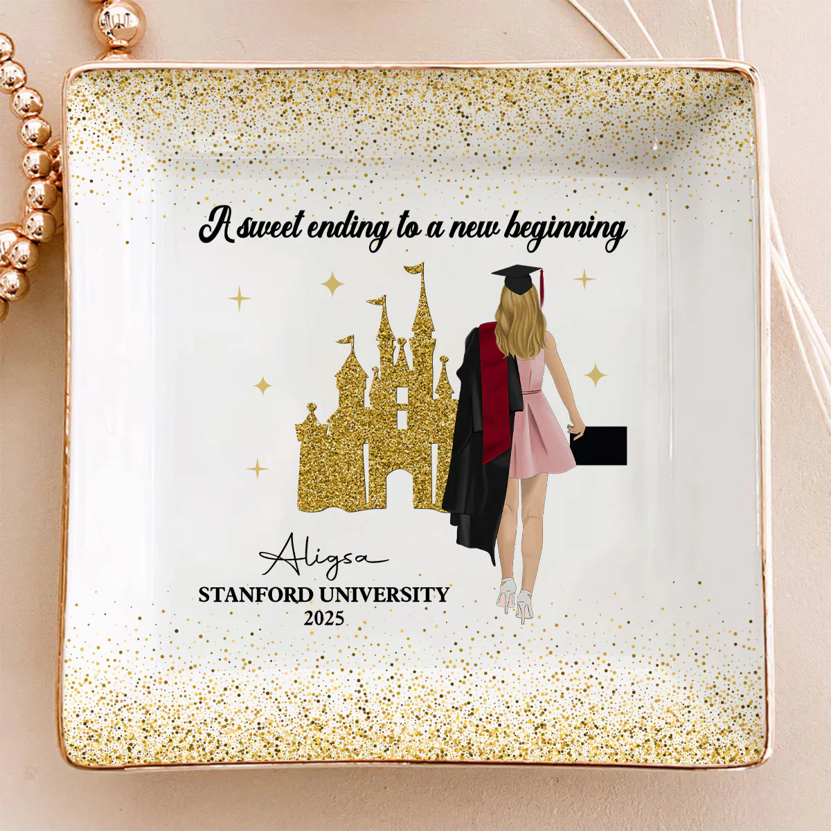 A Sweet Ending To A New Beginning - Personalized Custom Jewelry Dish - Image 3