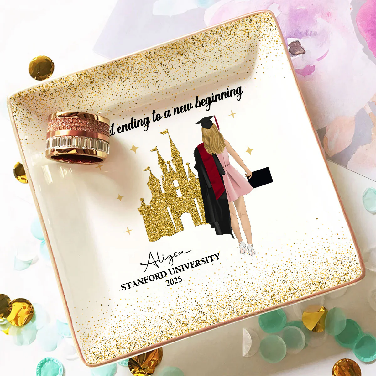 A Sweet Ending To A New Beginning - Personalized Custom Jewelry Dish - Image 4