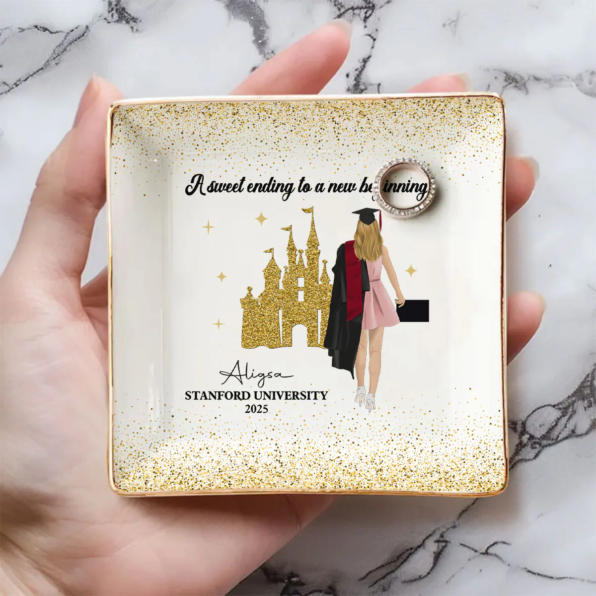 A Sweet Ending To A New Beginning - Personalized Custom Jewelry Dish - Image 6